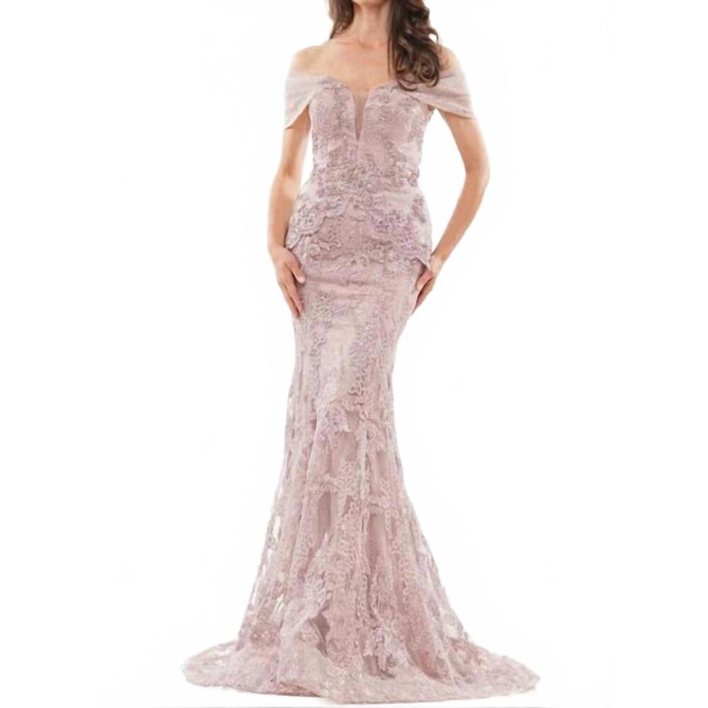 NEW COLORS DRESS off shoulder gown in dusty rose